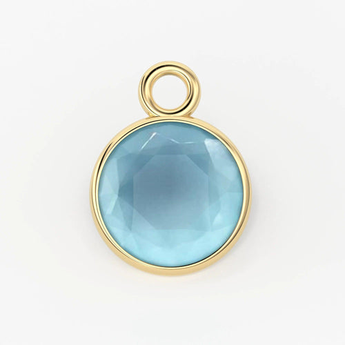 2pc 14k Solid Yellow Gold 4,5,6mm Natural Aqua Chalcedony Charm Pendant - Jalvi & Co.