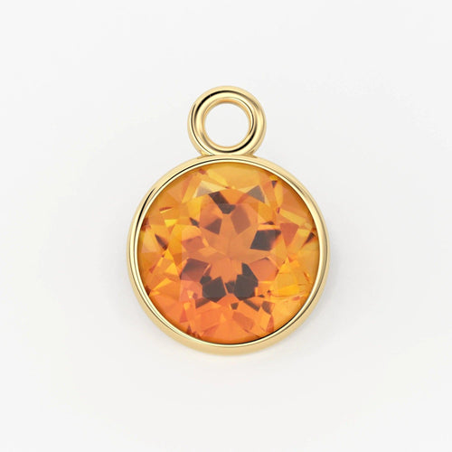 2pc 14k Solid Yellow Gold 4,5,6mm Natural Golden Yellow Citrine Charm Pendant - Jalvi & Co.