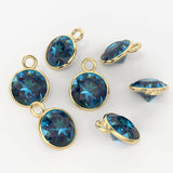 London Blue Topaz 14k Solid Gold Charm 4,5,6mm Natural London Blue Gemstone Pendant 2pc