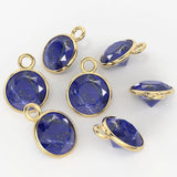 Lapis Lazuli 14k Solid Gold Charm 4,5,6mm Natural Blue Gemstone Pendant 2pc