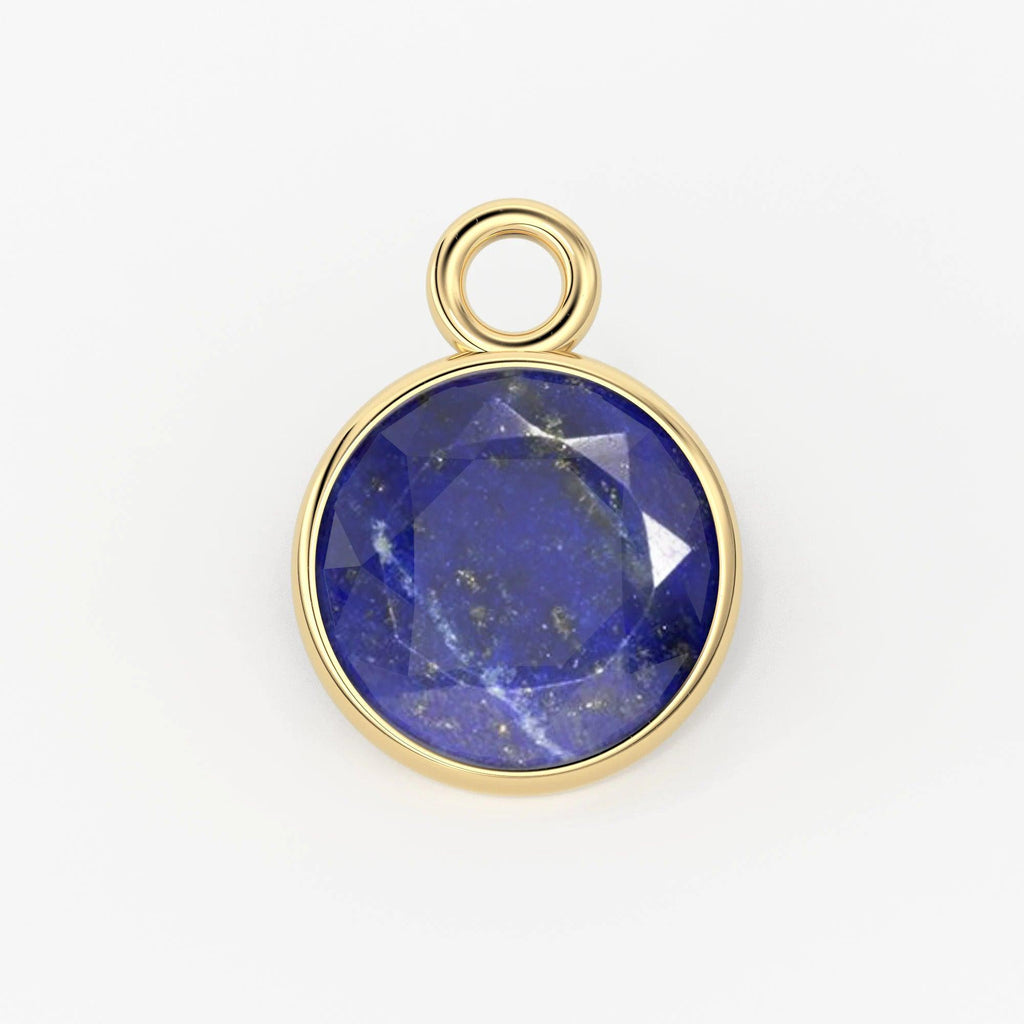 2pc 14k Solid Yellow Gold 6mm Natural Lapis Lazuli Charm Pendant / Lapis Charm / Solid Gold Charm - Jalvi & Co.