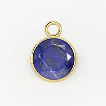 Load image into Gallery viewer, 2pc 14k Solid Yellow Gold 6mm Natural Lapis Lazuli Charm Pendant / Lapis Charm / Solid Gold Charm - Jalvi &amp; Co.