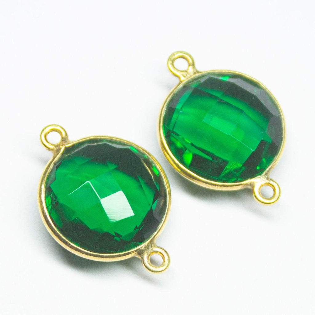 2pc, 18mm, Emerald Green Round Briolette 925 Sterling Silver Connector, Quartz Connector - Jalvi & Co.