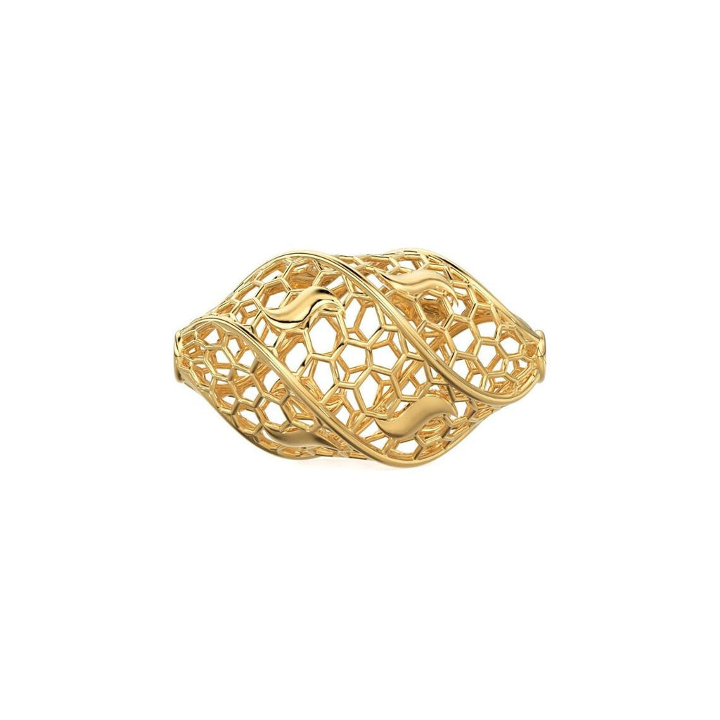 2pc Honeycomb Twisted Solid Gold 14k 18k Handmade Gold Spacer Bead Jewelry Making Supply available in 9.50mm 11mm 12.50mm - Jalvi & Co.