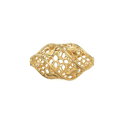 2pc Honeycomb Twisted Solid Gold 14k 18k Handmade Gold Spacer Bead Jewelry Making Supply available in 9.50mm 11mm 12.50mm - Jalvi & Co.
