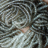 2X14 Inch Strand, Very Rare, Finest Shaded Smoky Quartz Faceted Rondelles 3.5-4mm