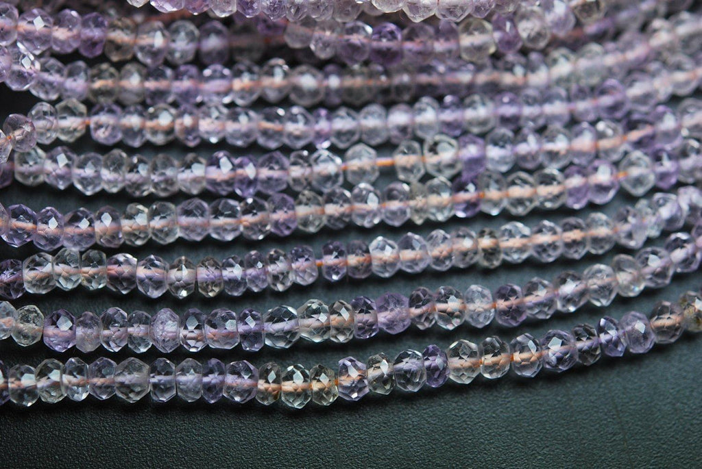 2X14 Inch Strand, Very Rare, Natural Ametrine Micro Faceted Rondelles, 4mm - Jalvi & Co.