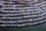 2X14 Inch Strand, Very Rare, Natural Ametrine Micro Faceted Rondelles, 4mm