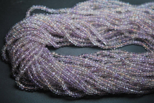 2X14 Inch Strand, Very Rare, Natural Ametrine Micro Faceted Rondelles, 4mm - Jalvi & Co.