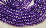 2X14 Inches, Super Rare Finest Quality Purple Natural African Amethyst Micro Faceted Rondelles, 4-4.5mm