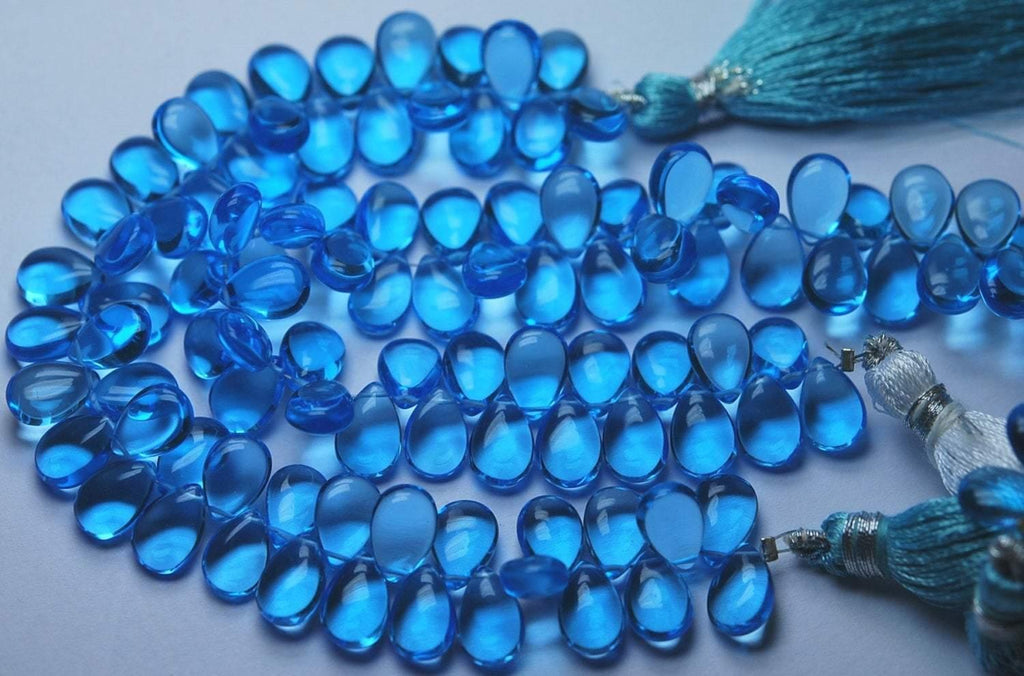 2X7 Inch Strand,Sky Blue Quartz Smooth Pear Shape Briolette, Size 7X10 mm - Jalvi & Co.