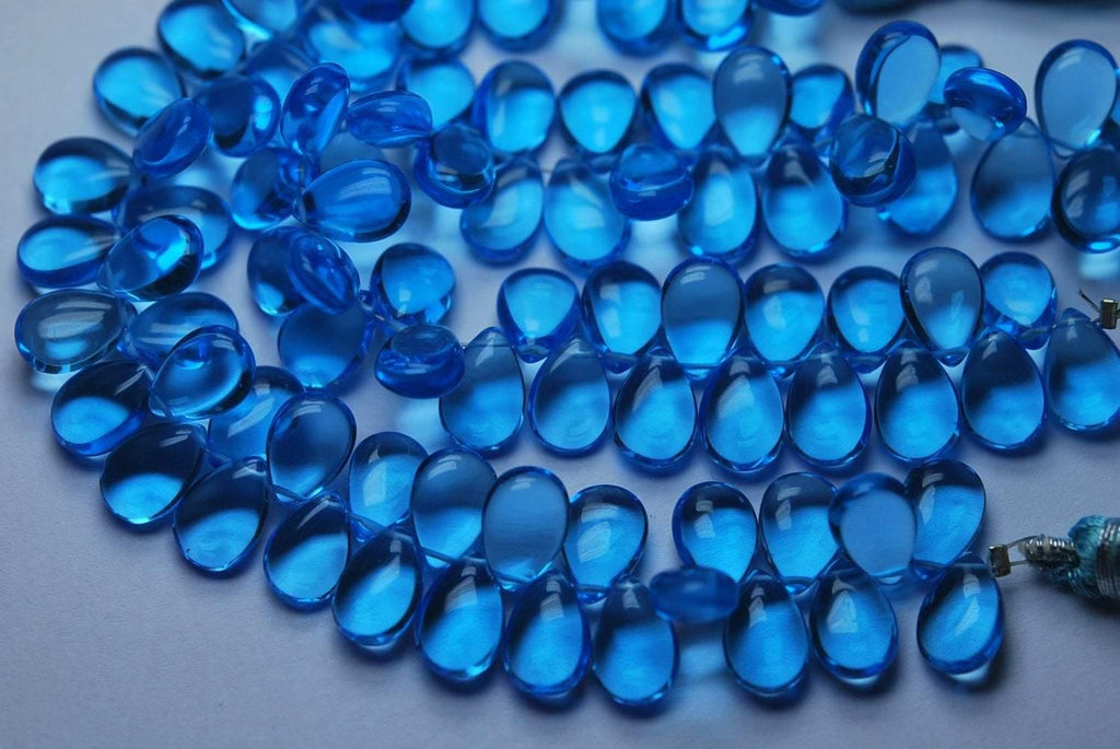 2X7 Inch Strand,Sky Blue Quartz Smooth Pear Shape Briolette, Size 7X10 mm - Jalvi & Co.