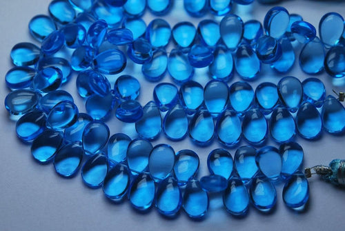 2X7 Inch Strand,Sky Blue Quartz Smooth Pear Shape Briolette, Size 7X10 mm - Jalvi & Co.