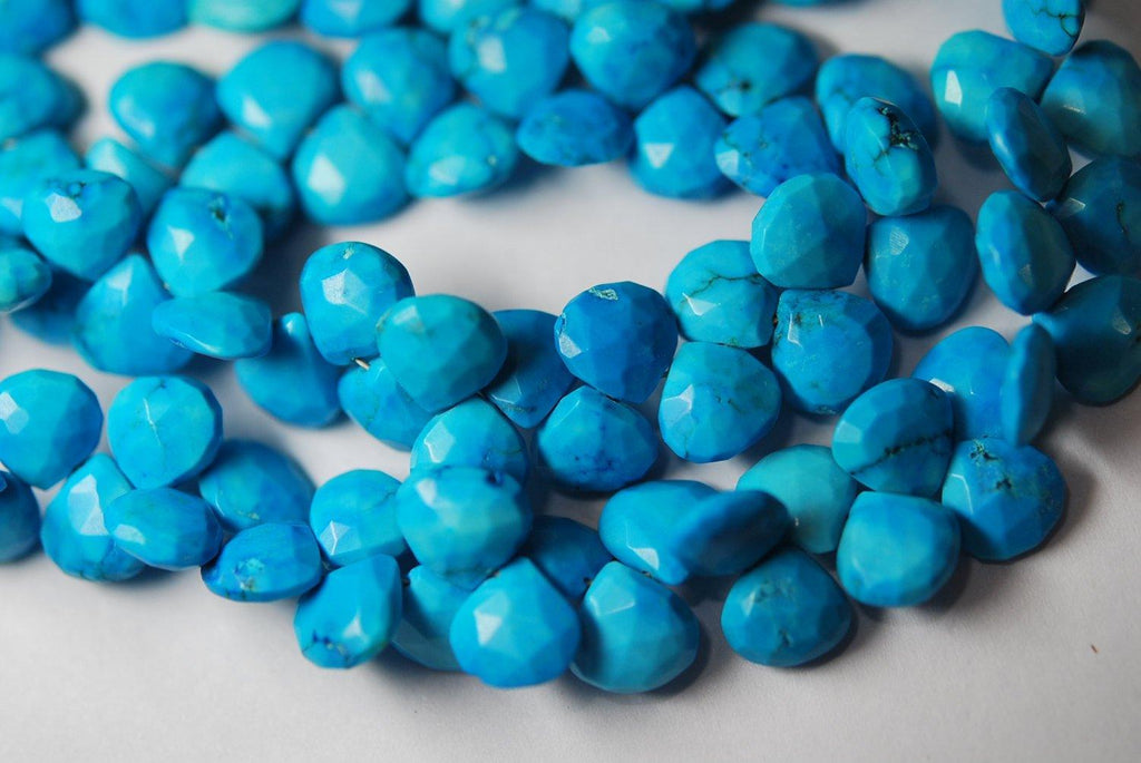 2X8 Inch Strand,Full Strand,Blue Turquoise Faceted Heart Shape Briolettes, 8-8.5mm - Jalvi & Co.