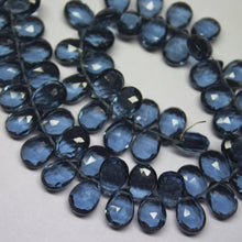 Load image into Gallery viewer, 2X8 Inch Strand,Superb-Finest Quality, London Blue Quartz Faceted Pear Shape Briolettes, 7X10mm Size - Jalvi &amp; Co.