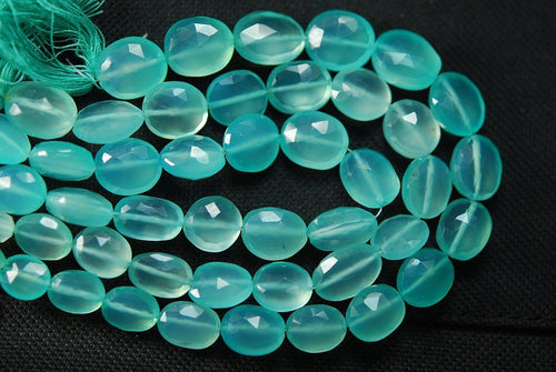 2X8 Inches, Aqua Chalcedony Faceted Oval Nuggets Shape, 12-13mm Size, Wholesale Price - Jalvi & Co.