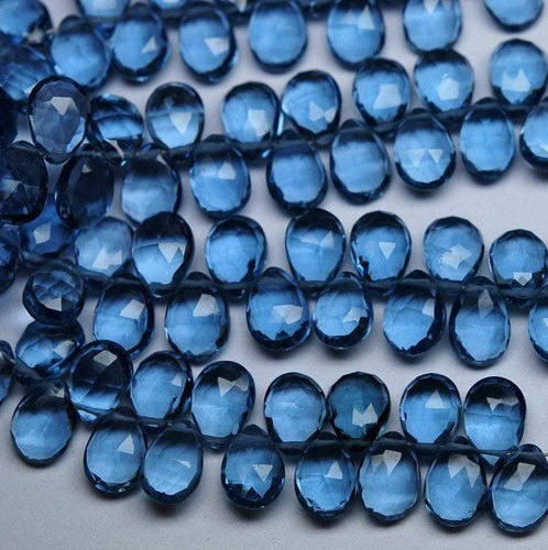 2X8 Inches, Iolite Blue Quartz Faceted Pear Briolette's Size 7X10mm Large - Jalvi & Co.