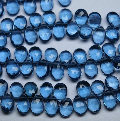 2X8 Inches, Iolite Blue Quartz Faceted Pear Briolette's Size 7X10mm Large - Jalvi & Co.
