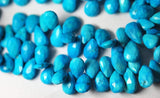 2X8 Inches Strand,Blue Turquoise Faceted Pear Shape Briolettes, 10-11mm