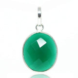 3.4g, Totally Handmade Green Onyx 925 Sterling Silver Pendant, Onyx Pendant