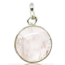 Load image into Gallery viewer, 3.4g, Totally Handmade Natural Rose Quartz Round Shape 925 Sterling Silver Pendant - Jalvi &amp; Co.