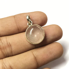 Load image into Gallery viewer, 3.4g, Totally Handmade Natural Rose Quartz Round Shape 925 Sterling Silver Pendant - Jalvi &amp; Co.