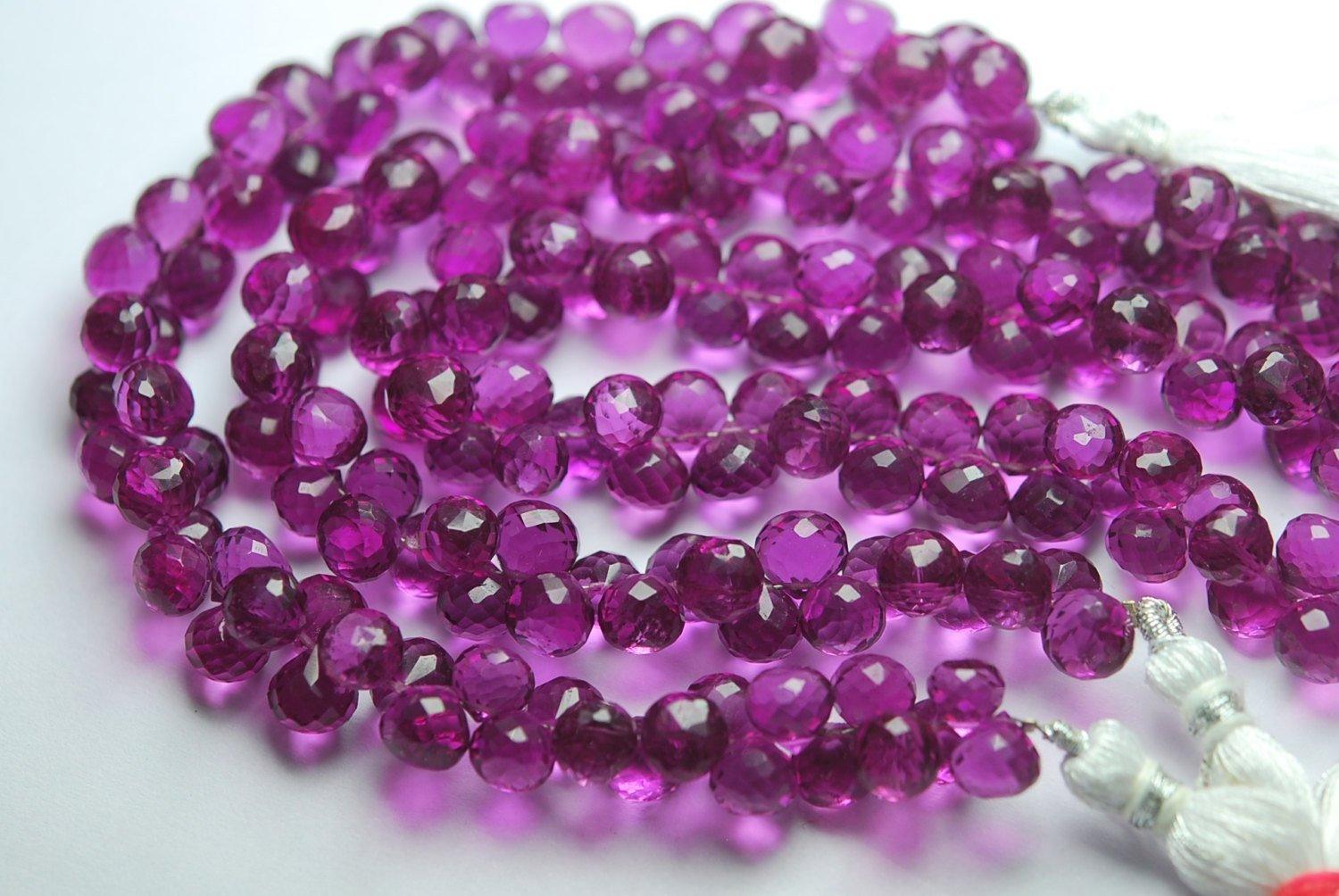 8 Inches PINK AMETHYST FACETED Twisted Shape Beads Natural Gemstone Briolette Center Drill Beads Line | Amethyst Beads | top 12x12 to 7x7 mm