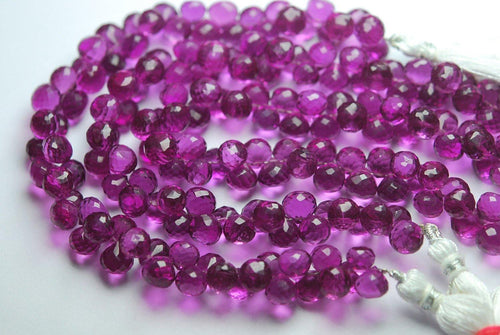 3.5 Inch Strand Rhodolite Pink Quartz Faceted Onion Shape Briolette, Size 7-8mm - Jalvi & Co.
