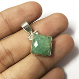 3.5g, Totally Handmade Natural Amazonite Cushion Shape 925 Sterling Silver Pendant