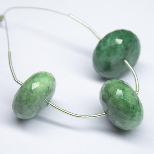 3 beads, 21mm, Natural Green Emerald Faceted Rondelle Beads, Emerald Beads - Jalvi & Co.