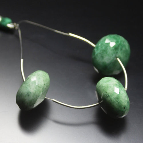 3 beads, 21mm, Natural Green Emerald Faceted Rondelle Beads, Emerald Beads - Jalvi & Co.