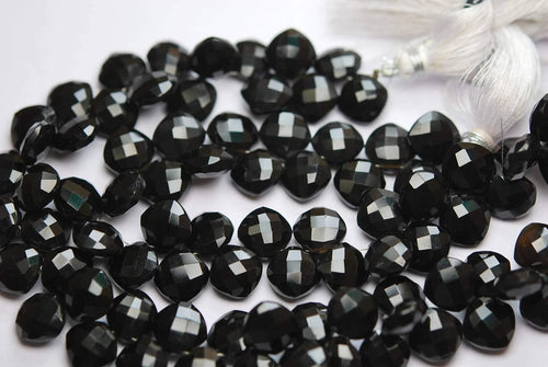 3 Match Pair-Black Onyx Faceted Cushion Shape Briolette's, 10mm Size Calibrated Size - Jalvi & Co.