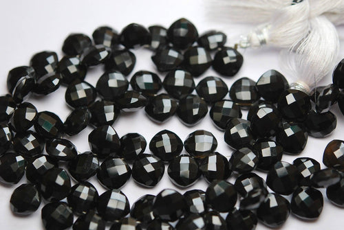 3 Match Pair-Black Onyx Faceted Cushion Shape Briolette's, 10mm Size Calibrated Size - Jalvi & Co.