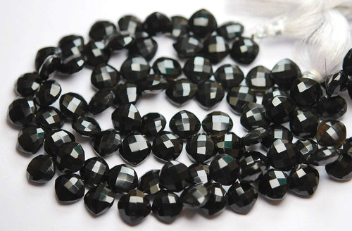 3 Match Pair-Black Onyx Faceted Cushion Shape Briolette's, 10mm Size Calibrated Size - Jalvi & Co.
