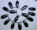 3 Match Pair-Black Onyx Faceted Pear Shape Briolettes, 8X20mm Size Calibrated Size