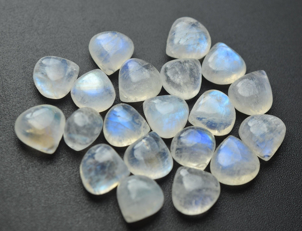 3 Match Pair Blue Flashy Rainbow Moonstone Smooth Heart Shape Briolettes, 20mm Size, - Jalvi & Co.