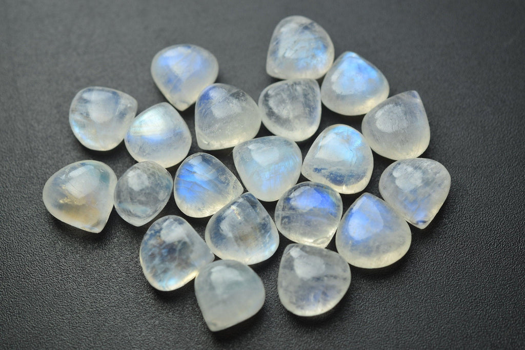 3 Match Pair Blue Flashy Rainbow Moonstone Smooth Heart Shape Briolettes, 20mm Size, - Jalvi & Co.