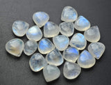 3 Match Pair Blue Flashy Smooth Heart Shape Briolette's 14mm Size Rainbow Moonstone