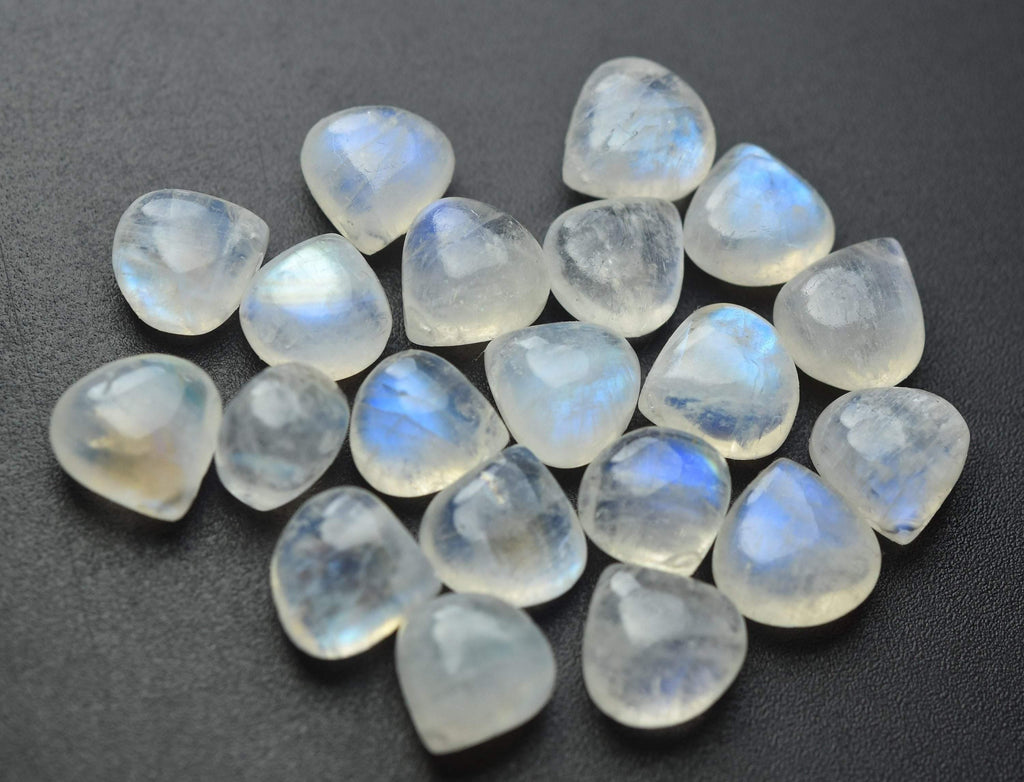 3 Match Pair Blue Flashy Smooth Heart Shape Briolette's 14mm Size Rainbow Moonstone - Jalvi & Co.