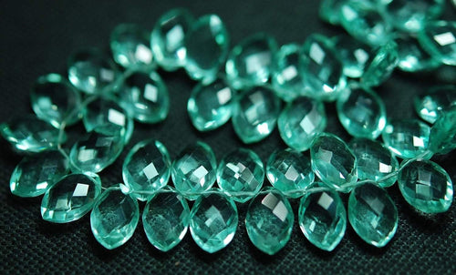 3 Match Pair, Green Amethyst Color Quartz Faceted Marquise Shape Briolette's 12X8mm Long - Jalvi & Co.