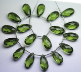 3 Match Pair, Olive Quartz Faceted Pear Shape Briolettes Calibrated Size 8X12mm