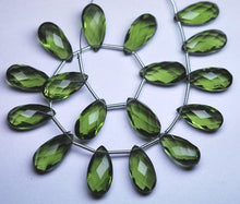 Load image into Gallery viewer, 3 Match Pair, Olive Quartz Faceted Pear Shape Briolettes Calibrated Size 8X12mm - Jalvi &amp; Co.