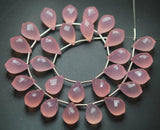 3 Match Pair, Size 10X14mm Faceted Chandelier Drops Shape Briolettes Calibrated Rose Chalcedony