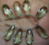 3 Match Pair, Super Rare Aaa Green Amethyst Faceted Extra Large Long Pear Briolettes Calibrated Long Size 25mm