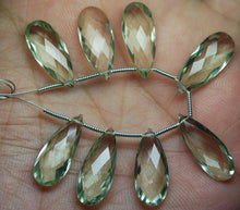 Load image into Gallery viewer, 3 Match Pair, Super Rare Aaa Green Amethyst Faceted Extra Large Long Pear Briolettes Calibrated Long Size 25mm - Jalvi &amp; Co.