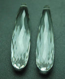 3 Match Pair,Super Finest, Super Rare, Natural Rock Crystal Quartz Faceted Drops Shape Briolettes 8X20mm