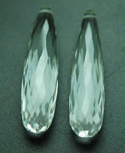 Load image into Gallery viewer, 3 Match Pair,Super Finest, Super Rare, Natural Rock Crystal Quartz Faceted Drops Shape Briolettes 8X20mm - Jalvi &amp; Co.