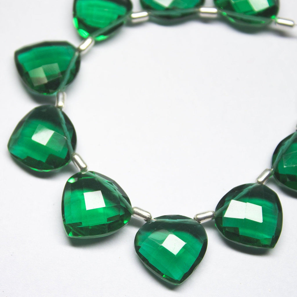 3 Matched Pair, 14mm, Green Quartz Faceted Heart Drop Shape Briolettes, Bottom Side Drilled, Quartz Beads - Jalvi & Co.