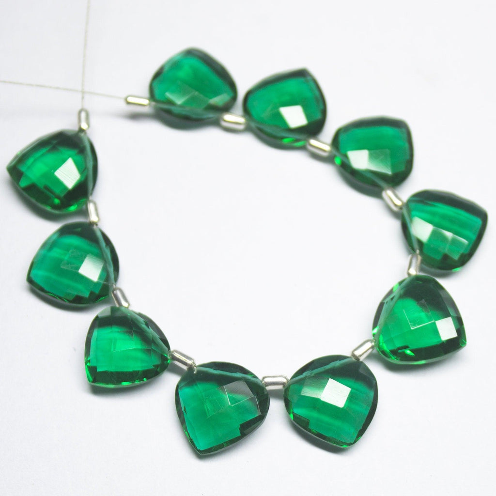 3 Matched Pair, 14mm, Green Quartz Faceted Heart Drop Shape Briolettes, Bottom Side Drilled, Quartz Beads - Jalvi & Co.