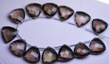 Load image into Gallery viewer, 3 Matched Pair, AAA Natural Smoky Quartz Faceted Match Trillion Briolette&#39;s 16mm, Calibrated Size - Jalvi &amp; Co.